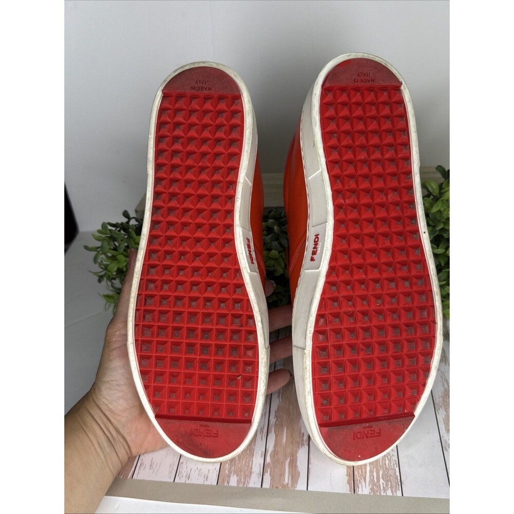 Fendi Red Monster Bug Eye Leather Slip On Sneakers Women's 10 / EU 40 Luxury - Picture 4 of 8